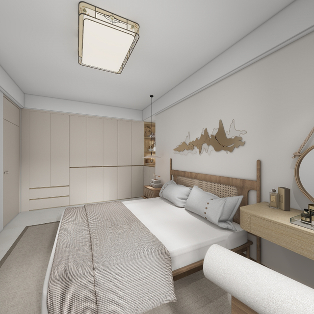 明るい色のワードローブを備えたシンプルな木製穀物家具