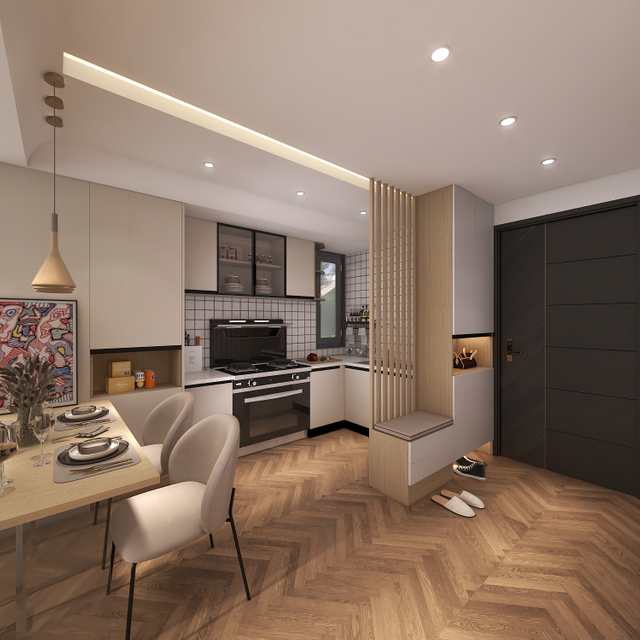 ライトカラーウォームモダンスタイルのリビングルームテレビキャビネット