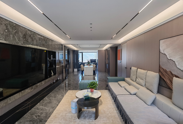 焼結石の背景壁グリルアルミニウムフレームガラスドアテレビキャビネット