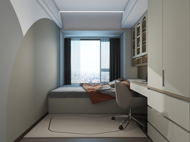 モダンホワイトハイデザインデスクワードローブ