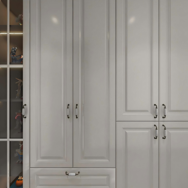 クラシックホワイトスキームベッドルームワードローブ