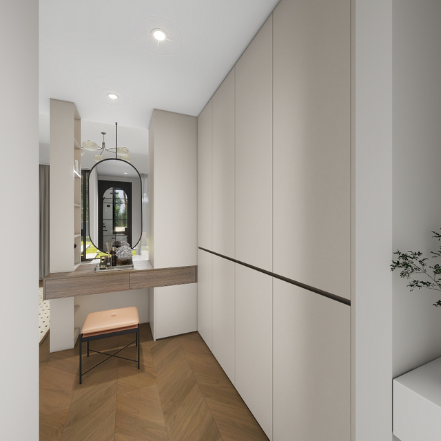 白いフレンチスタイルの大きな収納スペースワードローブ